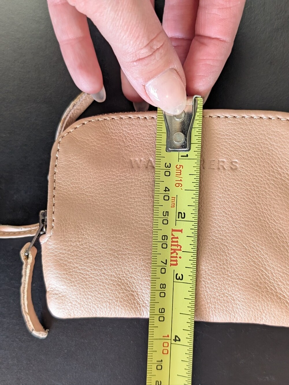 The Wanderers Travel Co. Zippered Leather Wallet, Pale Pink / Tan - Picture 14 of 15